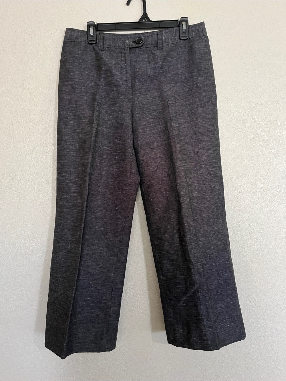 Jones New York linen blend dark wide leg grey dress pants.
